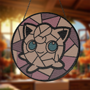 Jigglypuff Pokemon Round Stained Glass Suncatcher