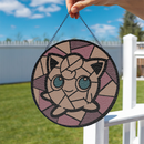 Jigglypuff Pokemon Round Stained Glass Suncatcher