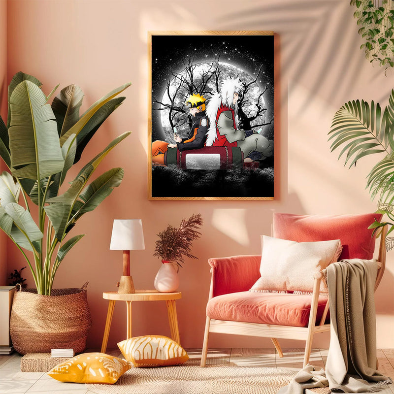 Jiraya Anime Moonlight - Living Room - Canvas Wall Art - Print - Wall Decor