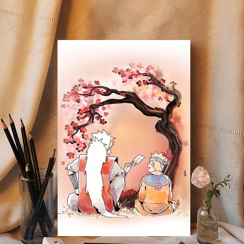 Jiraiya Anime Cherry Blossom Japan - Living Room - Canvas Wall Art - Print - Wall Decor