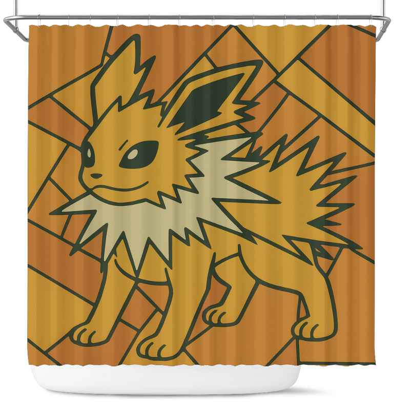 Jolteon Eevee Pokemon Stanied Glass Shower Curtain