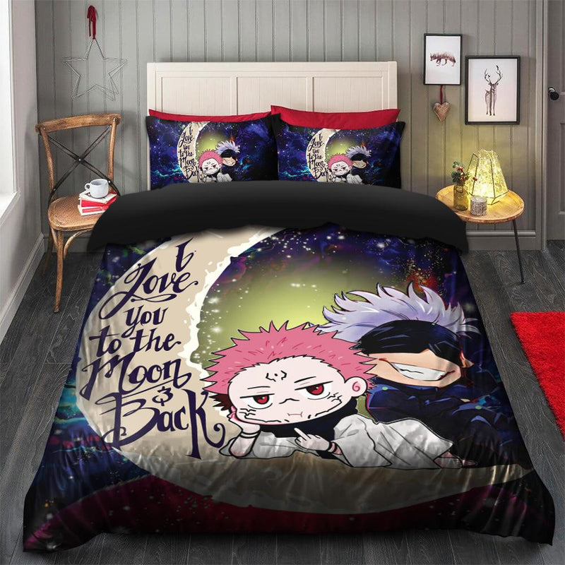 Jujutsu Kaisen Gojo Sakuna Chibi Anime Love You To The Moon Galaxy Bedding Set Duvet Cover And 2 Pillowcases Nearkii