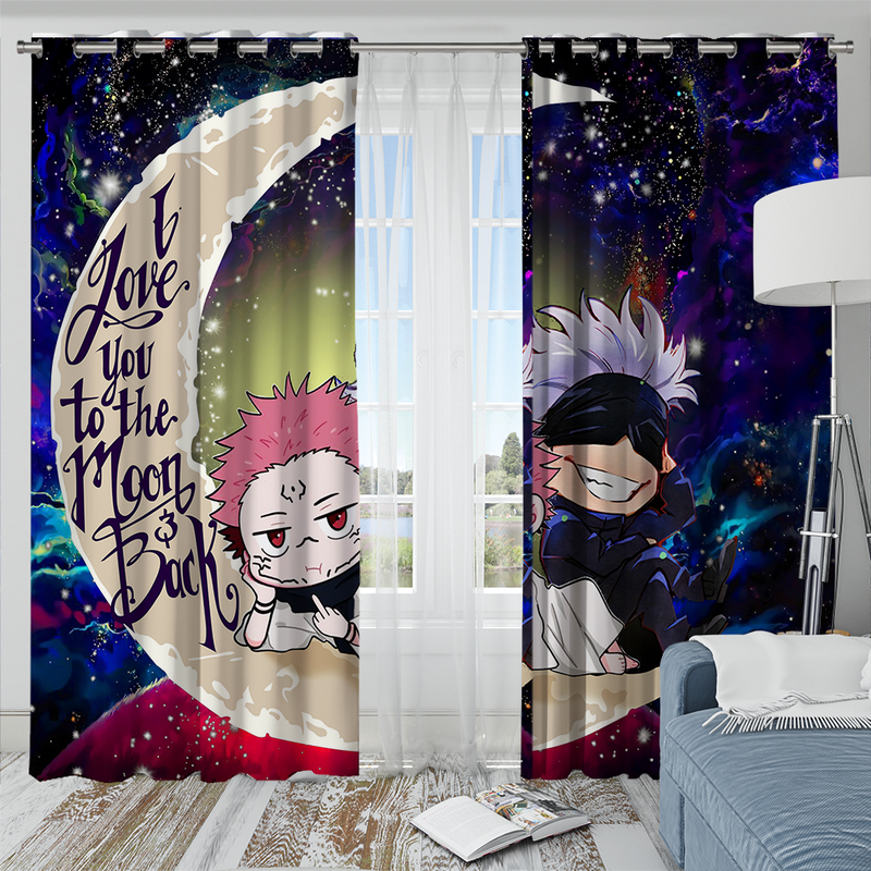 Jujutsu Kaisen Gojo Sakuna Chibi Anime Love You To The Moon Galaxy Window Curtain