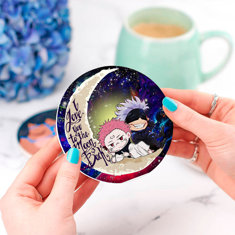 Jujutsu Kaisen Gojo Sakuna Chibi Anime Love You To The Moon Galaxy Ceramic Decor Coaster - Gift Idea