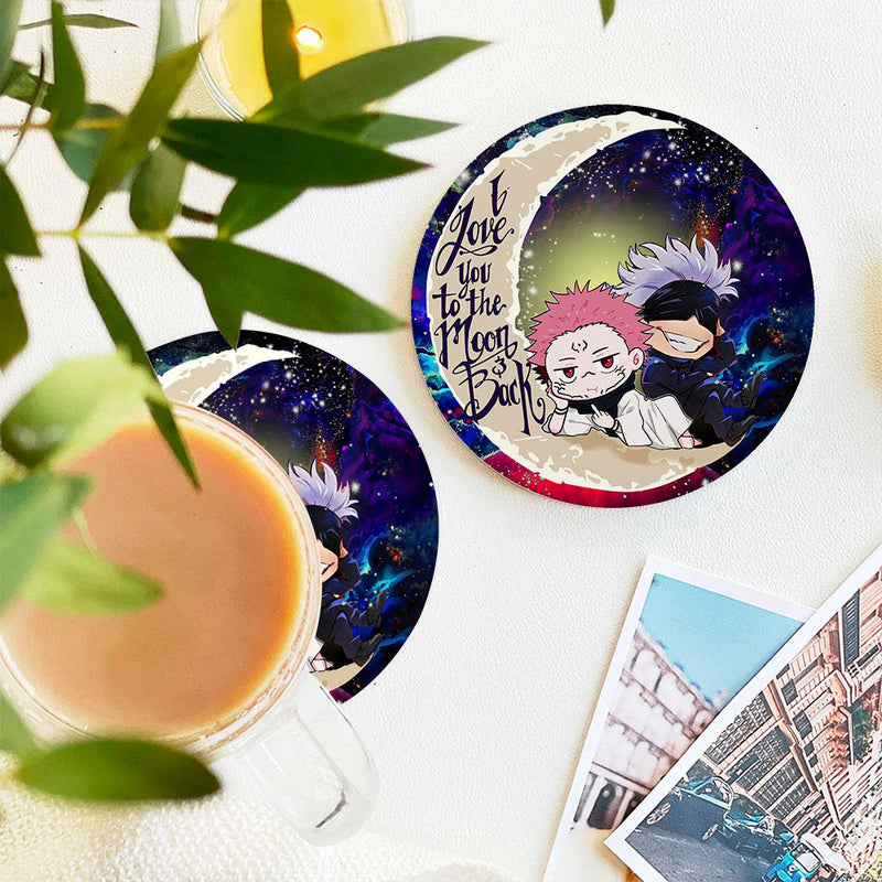 Jujutsu Kaisen Gojo Sakuna Chibi Anime Love You To The Moon Galaxy Ceramic Decor Coaster - Gift Idea