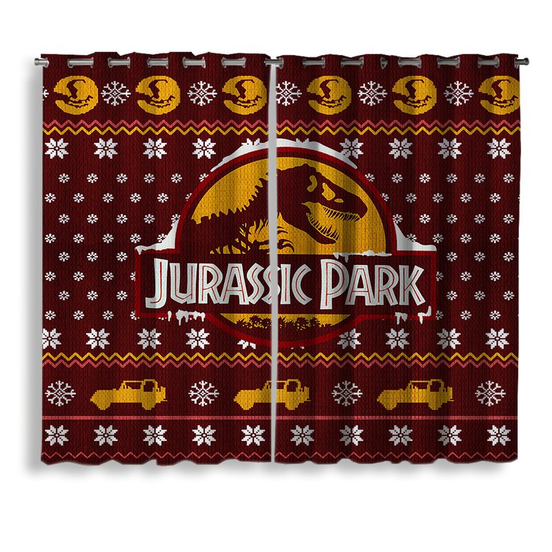 Jurassic Park Trex Christmas Window Curtain