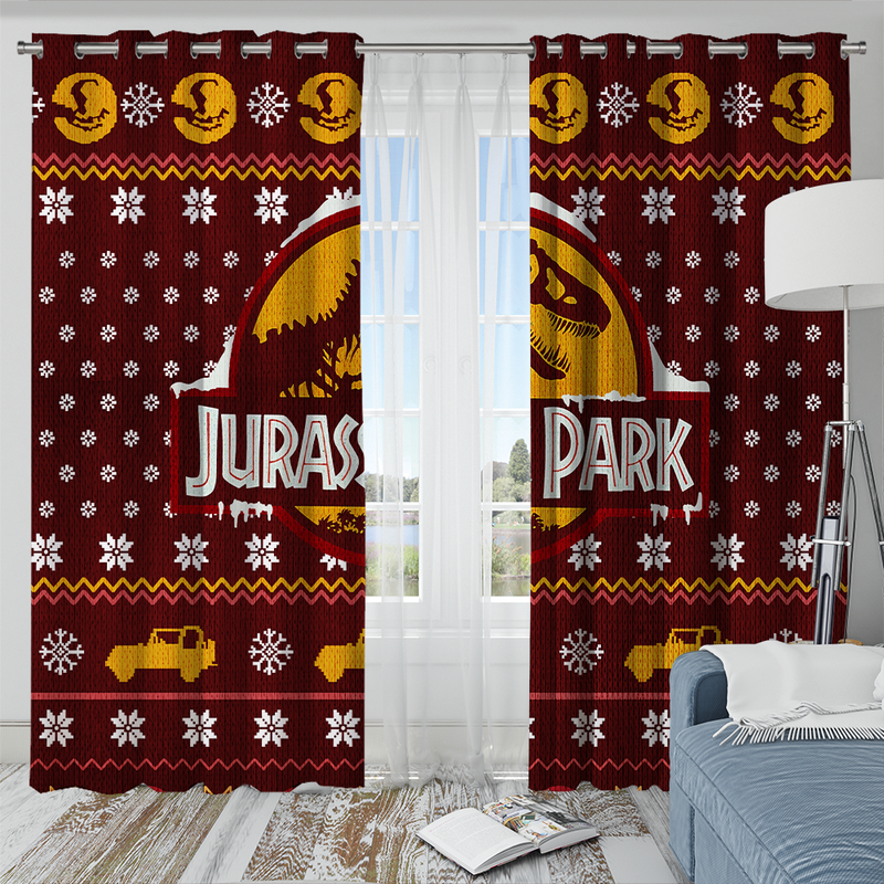 Jurassic Park Trex Christmas Window Curtain