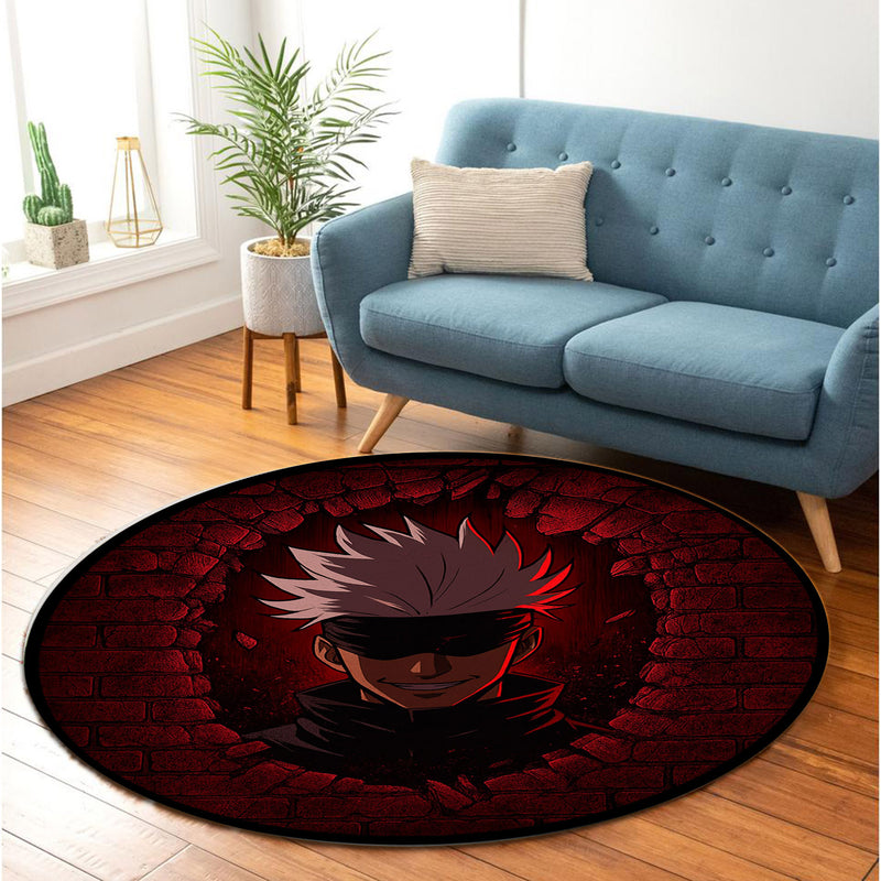 Gojo Satoru Jujutsu Kaisen Break Wall Round Rug