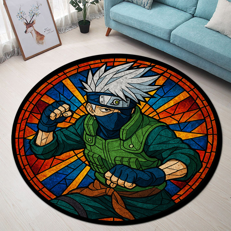 Anime Kakashi Stained Glass Round Rug