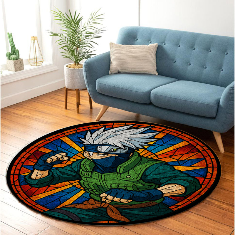 Anime Kakashi Stained Glass Round Rug