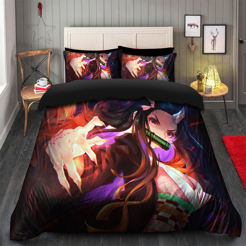 Kamado Nezuko Demon Slayer Bedding Set Duvet Cover And 2 Pillowcases Nearkii