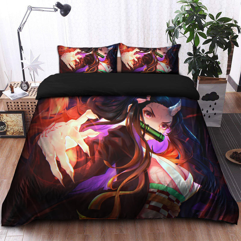 Kamado Nezuko Demon Slayer Bedding Set Duvet Cover And 2 Pillowcases Nearkii