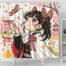 Kanao Demon Slayer Japan Ink Style Shower Curtain