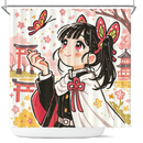 Kanao Demon Slayer Japan Ink Style Shower Curtain