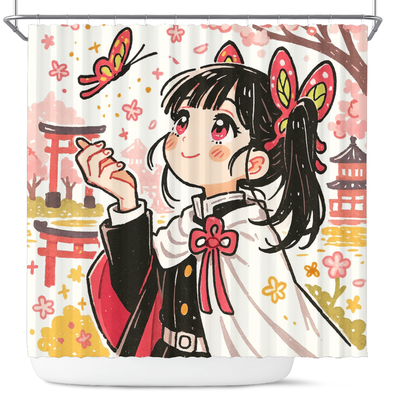 Kanao Demon Slayer Japan Ink Style Shower Curtain
