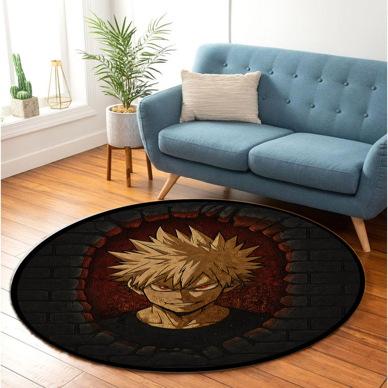 Katsuki Bakugo My Hero Academia Anime Break Wall Round Rug