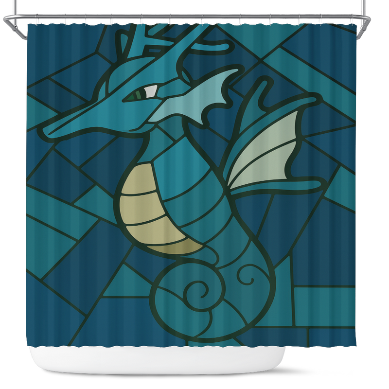 Kingdra Stanied Glass Pokemon Shower Curtain