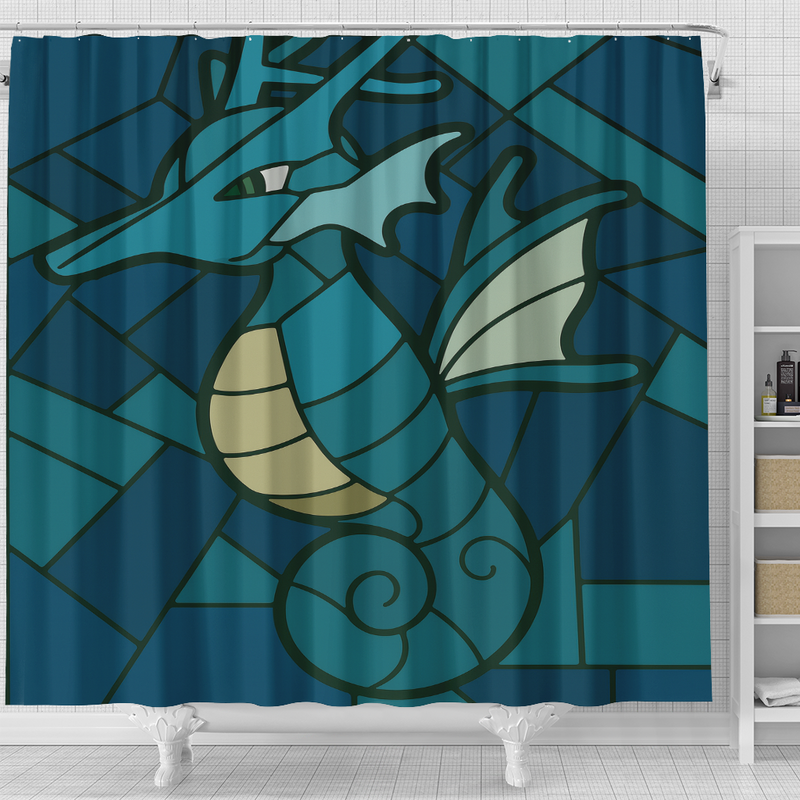 Kingdra Stanied Glass Pokemon Shower Curtain