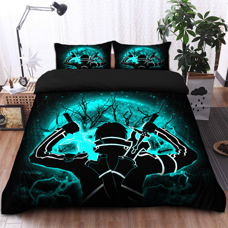 Kirito Sword Art Online SAO Moonlight Bedding Set Duvet Cover And 2 Pillowcases Nearkii