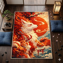 Kitsune Fox Japan Style Rectangular Area Rug