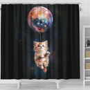 Kitty Cat Watercolor Star Night Shower Curtain