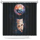 Kitty Cat Watercolor Star Night Shower Curtain