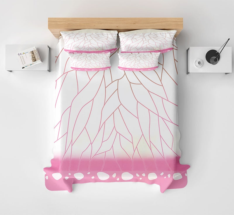 Kochou Shinobu Insect Pillar Butterfly Pink Pattern Demon Slayer Kimetsu No Yaiba Bedding Set Duvet Cover And 2 Pillowcases Nearkii