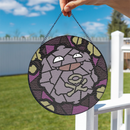 Koffing Pokemon Round Stained Glass Suncatcher