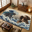 Kong Vs God Japan Style Great Wave Rectangular Area Rug