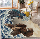 Kong Vs God Japan Style Great Wave Rectangular Area Rug