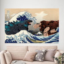 Kong vs God Japan Style Great Wave - Living Room - Canvas Wall Art - Print - Wall Decor