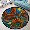 Kurama Attack On Starry Night Carpet Round Rug