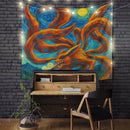 Kurama Attack On Starry Night Tapestry