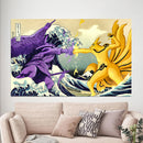 Kurama Vs Susano The Great Wave Japan - Living Room - Canvas Wall Art - Print - Wall Decor