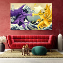 Kurama Vs Susano The Great Wave Japan - Living Room - Canvas Wall Art - Print - Wall Decor