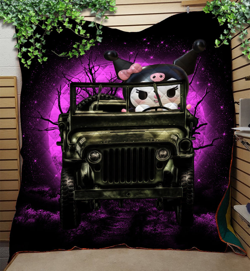 Kuromi Anime Funny Moonlight Halloween Quilt Blanket Nearkii