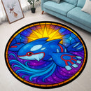 Kyogre Pokemon Sun Stained Glass Round Rug