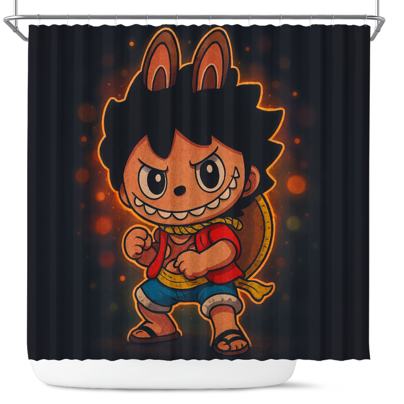 Labubu Luffy Onepiece  Shower Curtain