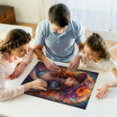 Lady With Black Cat Stained Glass Jigsaw Puzzle
