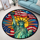 Lady Liberty American Flag Round Rug
