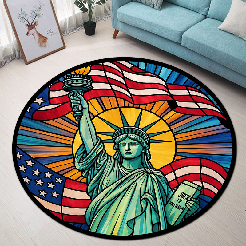 Lady Liberty American Flag Round Rug