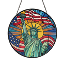 Lady Liberty American Flag Stained Glass Suncatcher