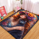 Lady With Black Cat Stained Glass Rectangular Area Rug