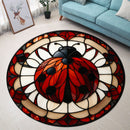 Ladybug Stained Glass Round Rug