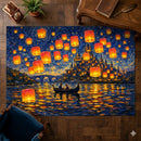 Lantern Light Tangled Starry Night Rectangular Area Rug