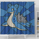 Lapras Pokemon Stained Glass Shower Curtain