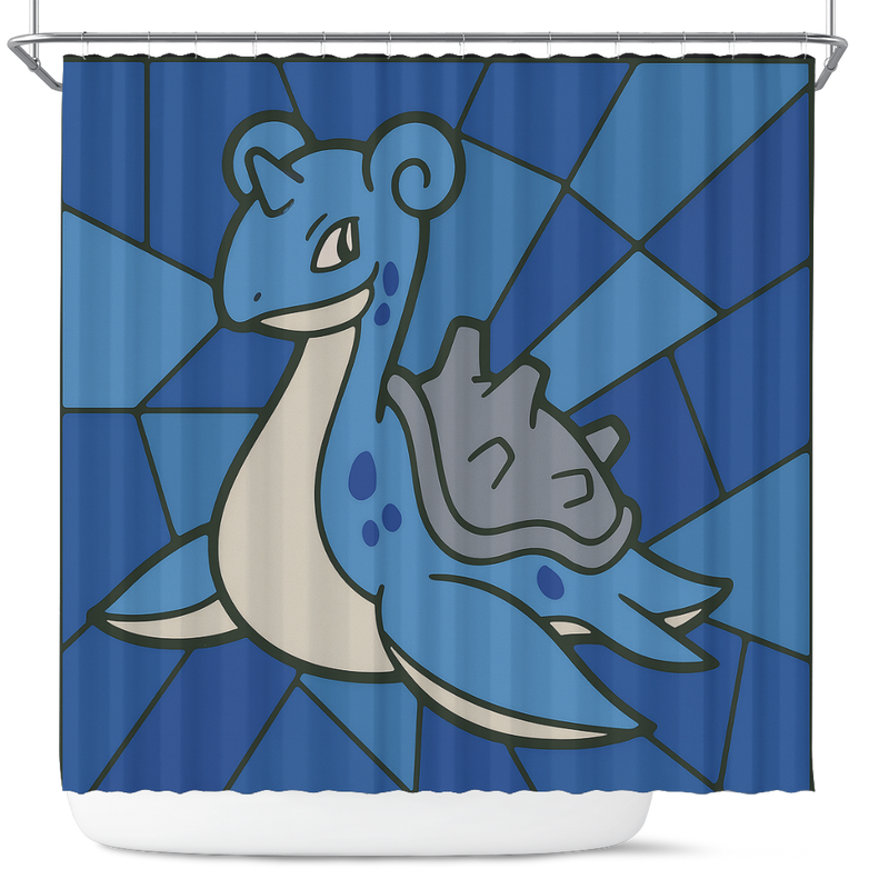 Lapras Pokemon Stained Glass Shower Curtain