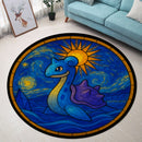 Lapras Pokemon Starry Night Stained Glass Round Rug