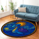 Lapras Pokemon Starry Night Stained Glass Round Rug