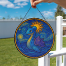 Lapras Pokemon Starry Night Stained Glass Suncatcher